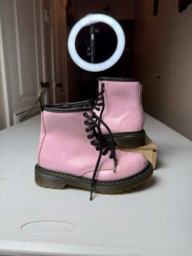Dr. Martens 1460J Toddler Kids Size 1 Pink Patent Leather Combat Ankle Boots