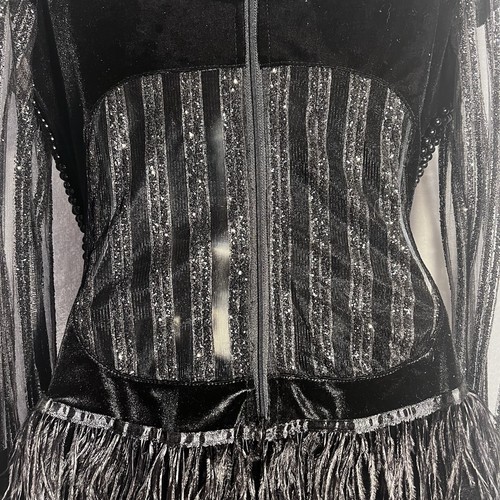 akira Women’s Med. Black Beaded Mini Dress Feathers, Sheer, Glitter Formal Party - Picture 12 of 18