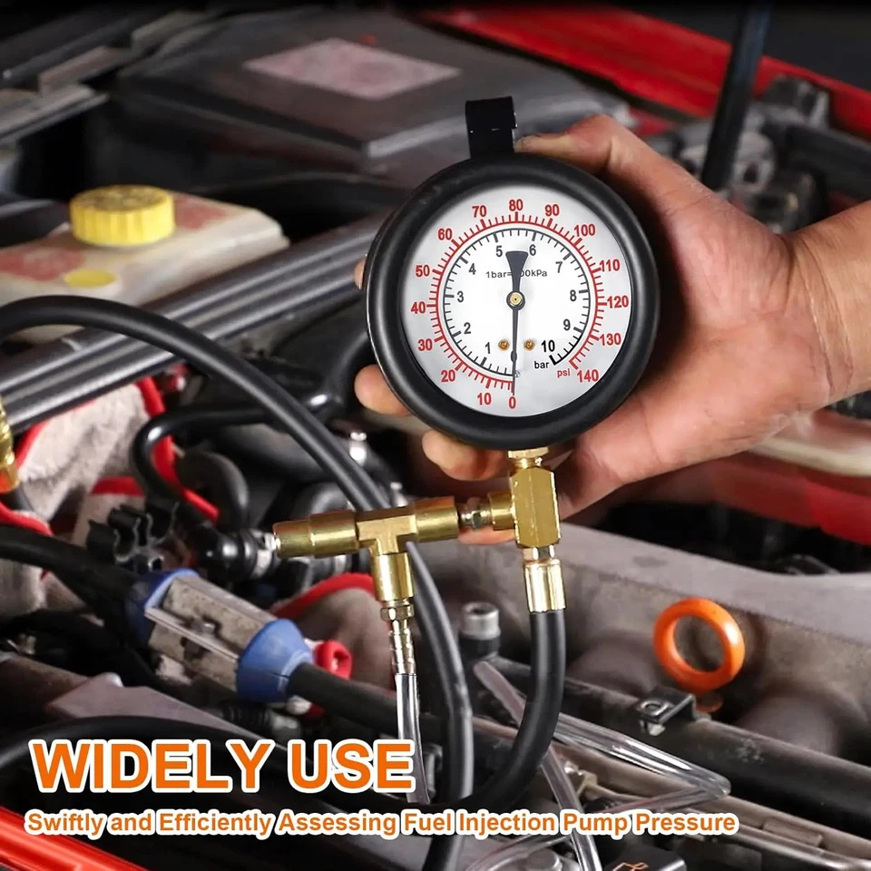 0-140PSI Fuel Injector Injection Pump Pressure Tester Gauge Kit Car Tools - Image 4 of 4