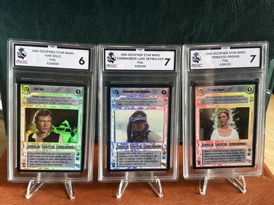 (NN) DECIPHER STAR WARS 2000 FOILS HAN SOLO PRINCESS LEIA LUKE SKYWALKER GRADED - Image 1 of 2