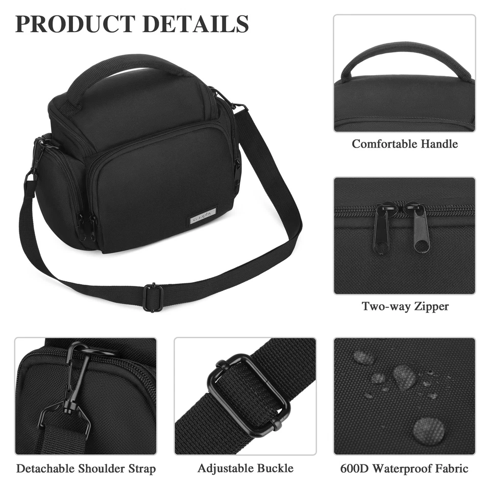 Digital Camera Shoulder Bag Crossbody Padded Waterproof Case for SLR DSLR Canon - Image 3 of 4