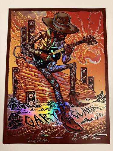 Gary Clark Jr. SIGNED 2019 FOIL Poster Red Rocks Munk One Print Guitar CO