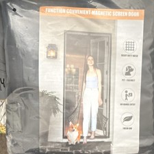 Heavy Duty Magnetic Screen Door Mesh Black Pet-Friendly No Hands Entry Fresh Air