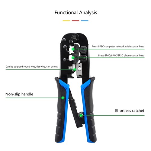 RJ45 LAN Cable Crimper Pliers Cutting Tool Cable Tester Cable Pliers - Photo 4/7