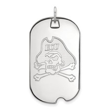 Sterling Silver LogoArt East Carolina University Pirate Large Dog Tag Pendant