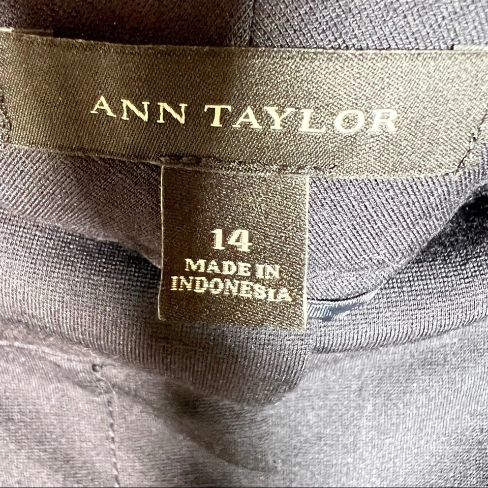 Ann Taylor Azul Medianoche con Negro Imitación Cuero Leggings Pantalones de Montar Talla 14 B104 Foto 2 de 4