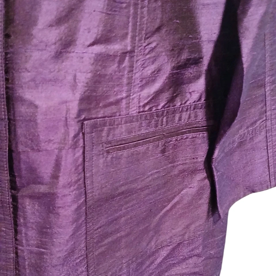 Blazer Chicos 2 100% seda roxo profundo comprimento túnica jaquetas femininas Lagenlook - Imagem 3 de 4