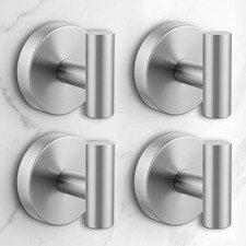 Heavy Duty Suction Cup Hooks for Glass, Tile Mirror 4-Pack Silver