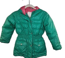 Hanna Andersson Girl's Green Hooded Down Puffer Snow Jacket Size EU 130 US 8