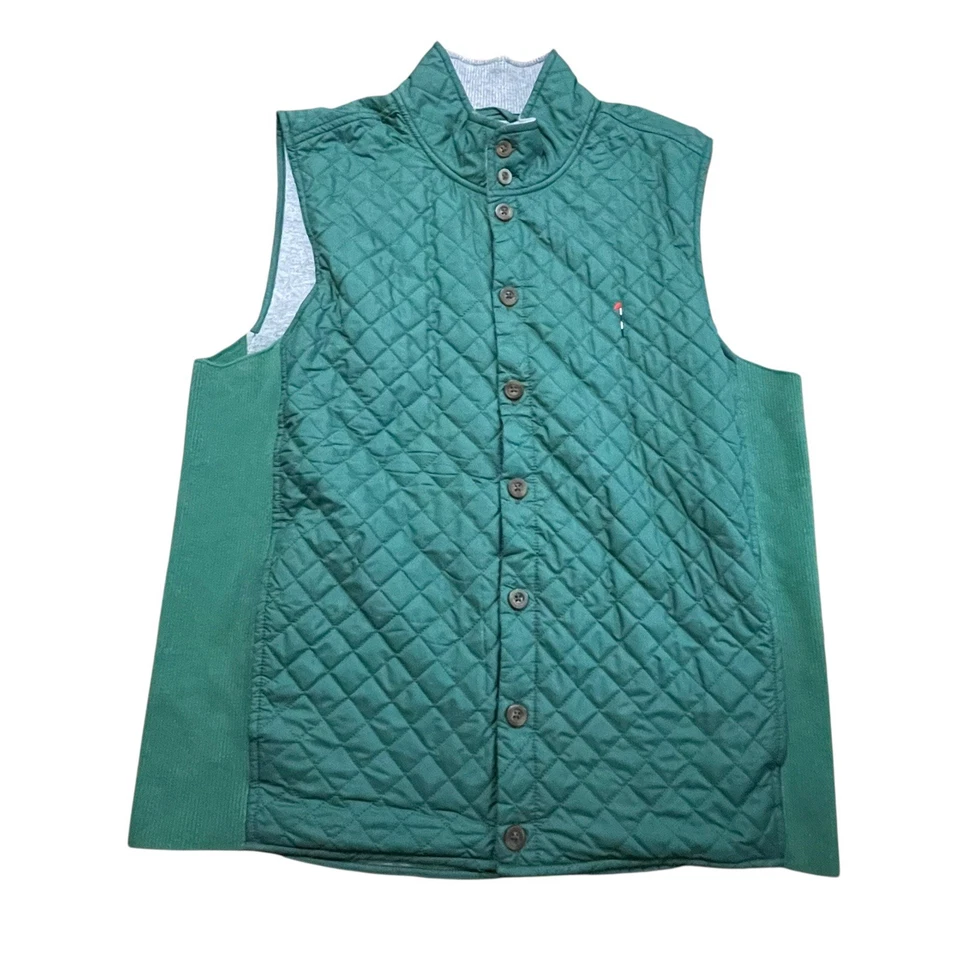 Fairway & Greene Natural Vest Men XL Green Dormie Club Quilt Cashmere Wool Lined - Image 3 of 4