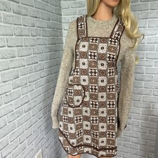 Vtg Full Cotton Bib Apron Tie Back 34  long Grandma Cottagecore