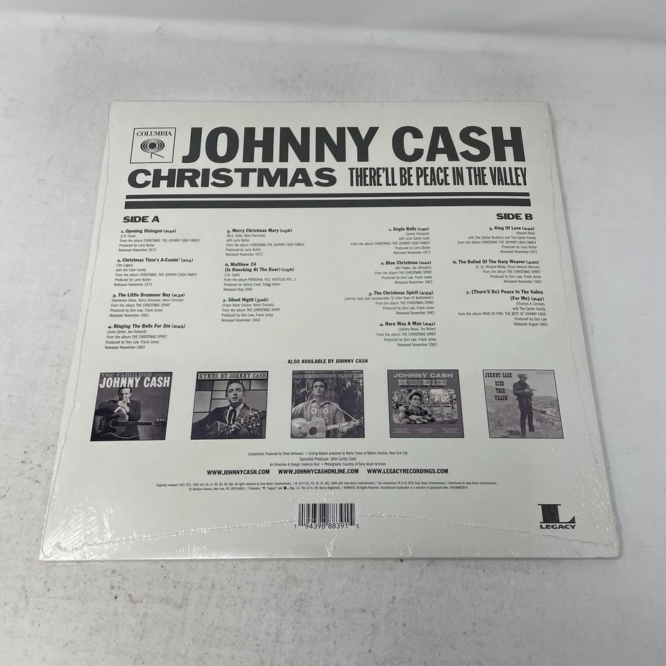 Johnny Cash Christmas There'll Be Peace Exclusive Holly Green Vinyl LP - Image 3 of 4
