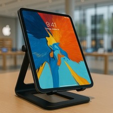 Black Metal Rotating Desktop Stand Holder for Apple Tablets