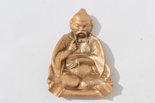 ANTIQUE HEAVY BRONZE ORIENTAL ASIAN WISE MAN TRINKET/ASHTRAY CIGAR ASHTRAY