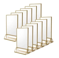 12pack 4 X 6 Clear Acrylic Wedding Table Number Holder Stands With Gold Borders 