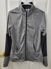 Danskin Now Semi Fitted Womens Medium Full Zip Jacket Activewear Gray/Black EUC
