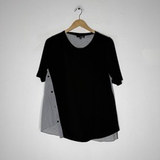 Sun Kim Black & White Mixed Media Blouse | Size S | Made in USA