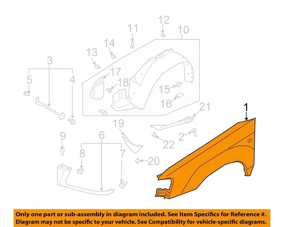 Fender SUBARU FORESTER Left 06 07 08 - Image 2 of 3