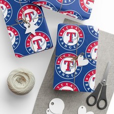 Texas Rangers Baseball MLB Birthday Gift Wrapping Paper Holiday Christmas