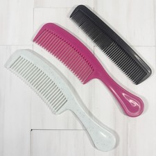 LOT OF 3 Vintage GOODY 6.5" Hair Comb Pocket USA Made Speckled White Black Pink