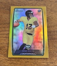 2013 Bowman Geno Smith Orange Rainbow Parallel Rookie Card #150 Serial/299. rookie card picture