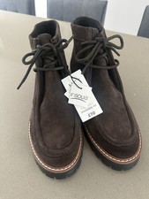 Brand New With Tags Womens Suede Chunky Block Heel Ankle Boots Size 6