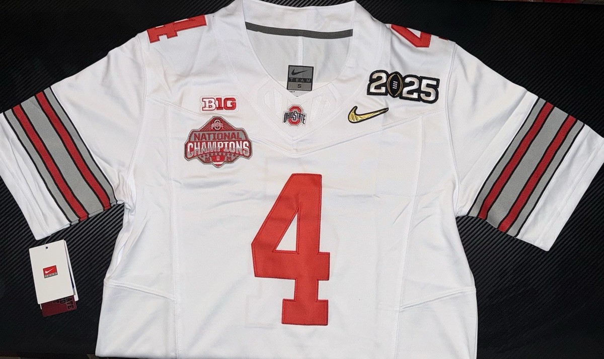 Jeremiah Smith Ohio State National Championship Gold OSU White Jersey  Buckeyes