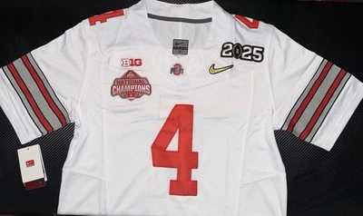 Jeremiah Smith Ohio State National Championship Gold OSU 4 White Jersey Buckeyes