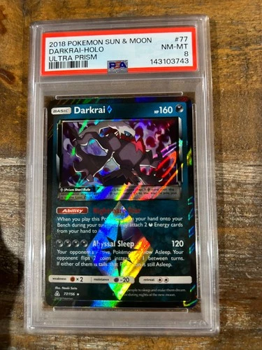 POKEMON 2018 Sun Moon Ultra Prism DARKRAI Holo #77 PSA 8 RARE