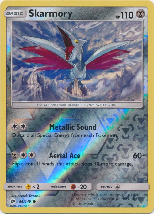 x4 Skarmory - 88/149 - Common - Reverse Holo Pokemon SM1 Sun & Moon Base M/NM