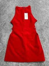 Zara Blogger Fave Mini Dress Womens Large Red Stretch Side Cut Out Back Zip New