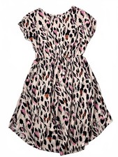 Vintage Pink Leopard Print Dress Women's Size L Y2K Party Retro