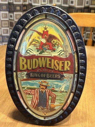 Anheuser-Busch Budweiser King of Beers 12x8 Vintage Graphics Oval bar sign