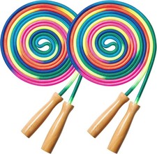 Double Dutch Long Jump rope - 16Ft 2 Pack Skipping Rope for Kids Adults, Rainbow