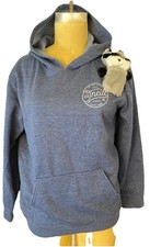 O  Neill Women Customized Furry Raccoon Logo Denim Blue Hoodie XL