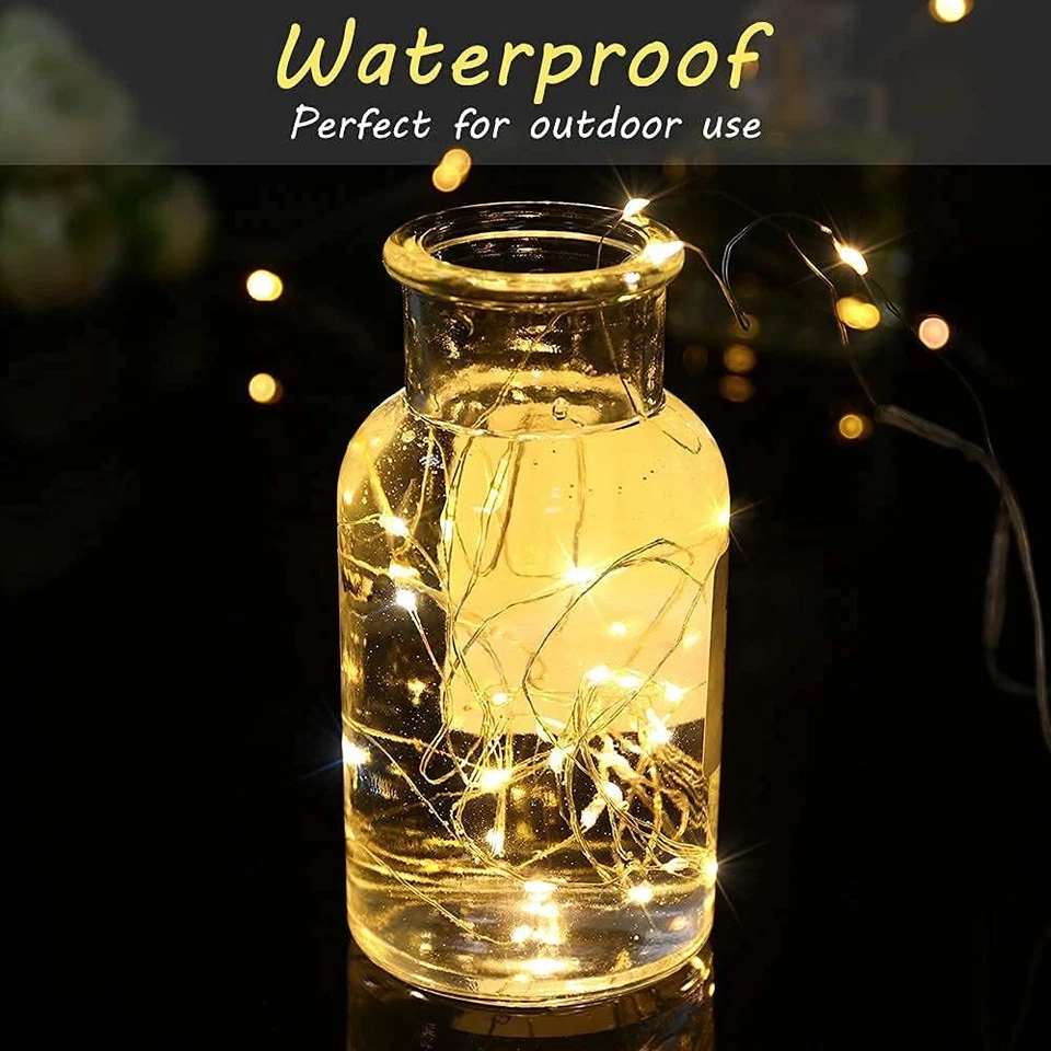 Stringa Luci LED a Batteria, 15 Pezzi Impermeabile 20 LED 2M Mini Lampada a Fili - Immagine 3 di 4