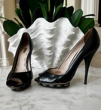 Authentic MIU MIU Patent Leather Black heels Peep Toe 9 / 39 MSRP 1200