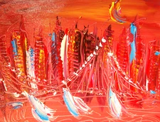 CITYSCAPE    MODERN PAINTING  IMPRESSIONIST CANVAS ORIGINAL NREeggfRH