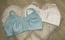 2 Comfort Choice Cotton Wireless Front Close Bras Unlined Womens 46DD 27-0075-5