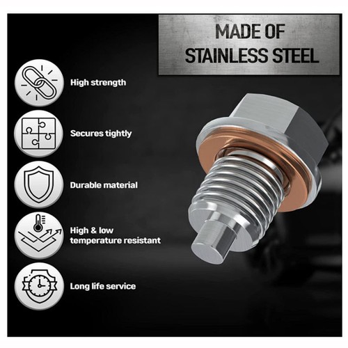 Stainless Steel Engine Oil Drain Plug with Neodymium Magnet M14 x 1.5MM - Picture 5 of 5