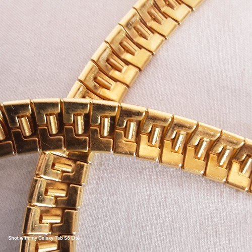Egyptian Style Choker Necklace Matte And Shiny Rectangular Links - Picture 3 of 6