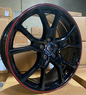 18X8 5X114.3 BLACK RED TIP RIMS WHEELS FITS HONDA CIVIC ACCORD CR-V HR ...