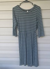 Gilli Dress Blue Gray Striped T Shirt Medium Work From Home Casual Layering
