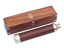 Nautical Solid Brass - Wood Admiral's Spyglass Telescope 25" with Rosewood Box