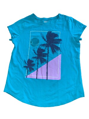 #Crazy 8 T Shirt Mädchen Teenie XL (14-16 Jahre, 164) Türkis Motiv Palmen Urlaub