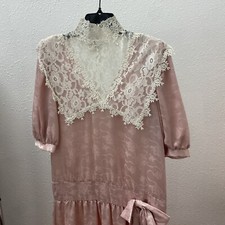 NEW Vintage DEADSTOCK McClintock Dress Bridgerton Style Pink Lace Buttons Bow