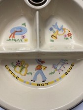 Vintage Bartsch Chrome Plated Porcelain Warming Dish for baby Little Boy Blue