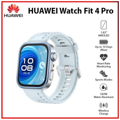 (New) Huawei Watch Fit 4 Pro BLUE 1.82'' AMOLED Bluetooth Android iOS Smartwatch