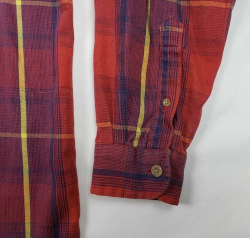 Cinch Western Mens Red Plaid Denim Collar L/S Button Down Shirt Sz Large B2 - Picture 4 of 9