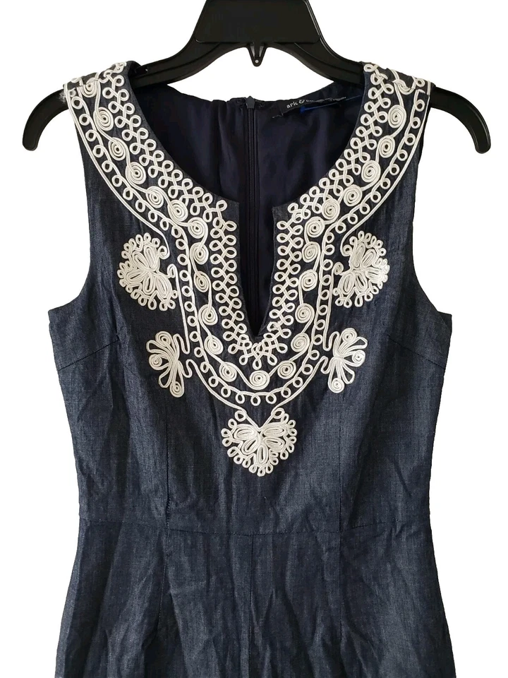 ark &co шикарный комбинезон темно-синий без рукавов вышитый эластичной размер маленький - Изображение 3 из 4